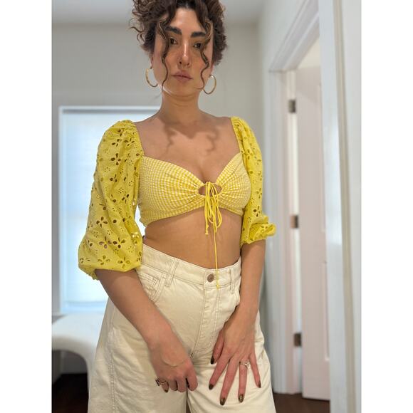 For Love & Lemons Picnic Crop Top — Sunshine (M) - Picture 1 of 6